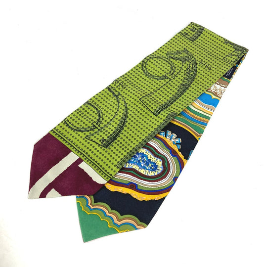 HERMES scarf silk green Twill up Women Used Authentic