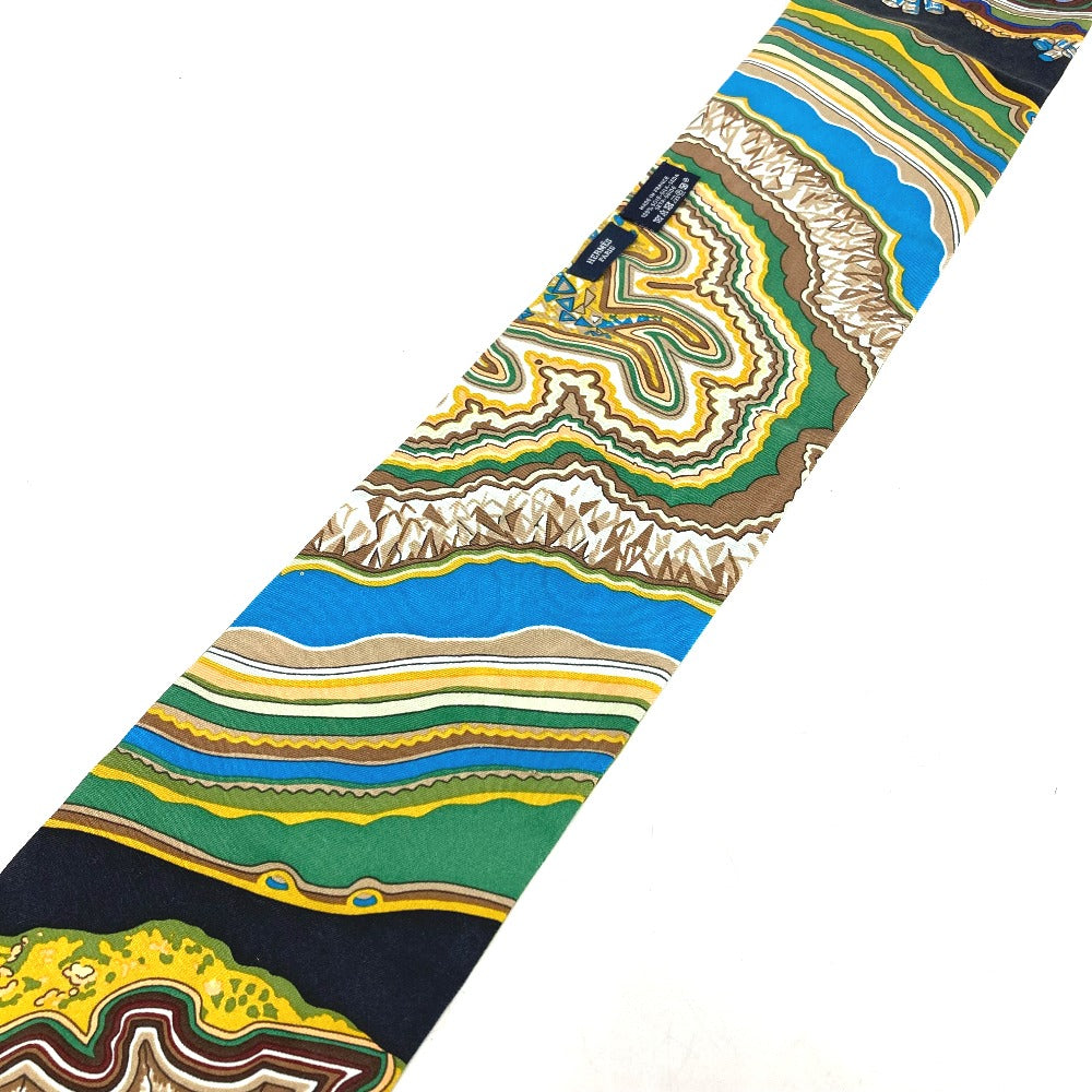 HERMES scarf silk green Twill up Women Used Authentic