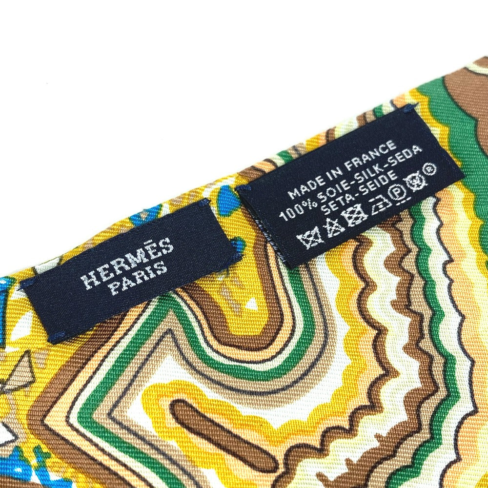 HERMES scarf silk green Twill up Women Used Authentic