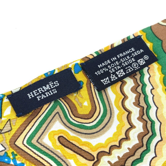 HERMES scarf silk green Twill up Women Used Authentic