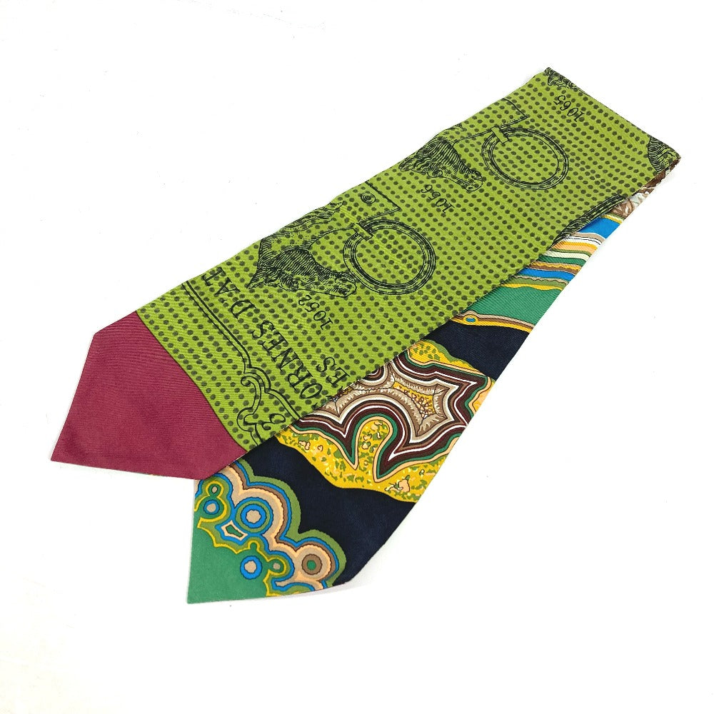 HERMES scarf silk green Twill up Women Used Authentic