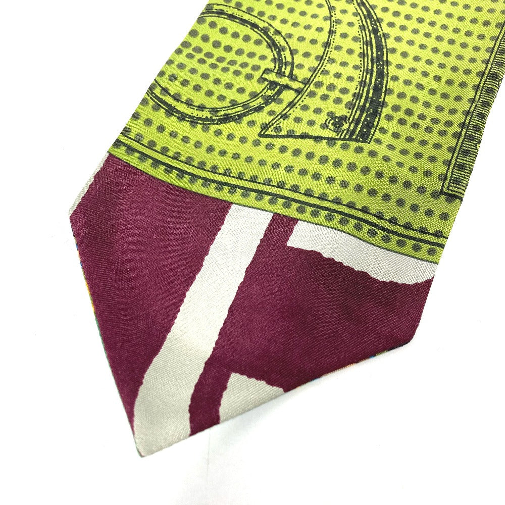 HERMES scarf silk green Twill up Women Used Authentic