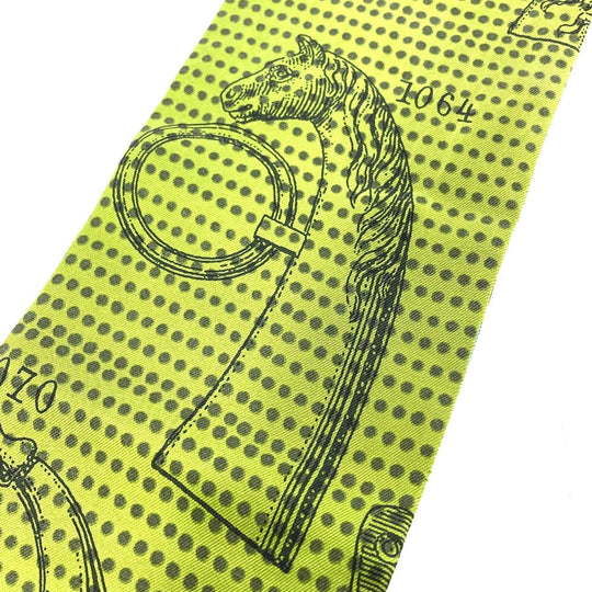 HERMES scarf silk green Twill up Women Used Authentic