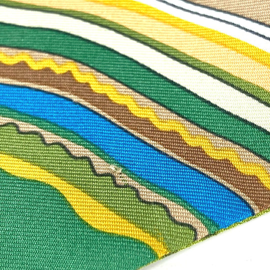 HERMES scarf silk green Twill up Women Used Authentic