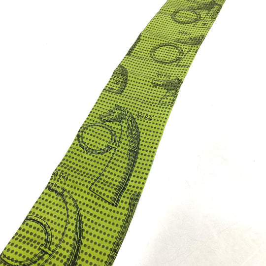 HERMES scarf silk green Twill up Women Used Authentic