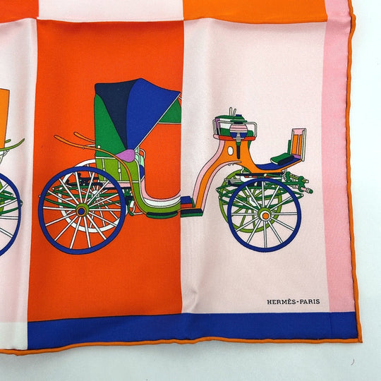 HERMES scarf silk multicolor Carre Petit Carre Voitures Exquises Women Used Authentic