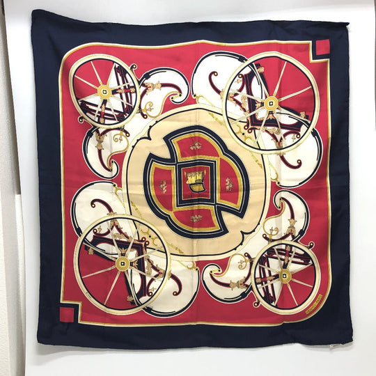 HERMES scarf silk Navy Carre90 George Washington's Carriage