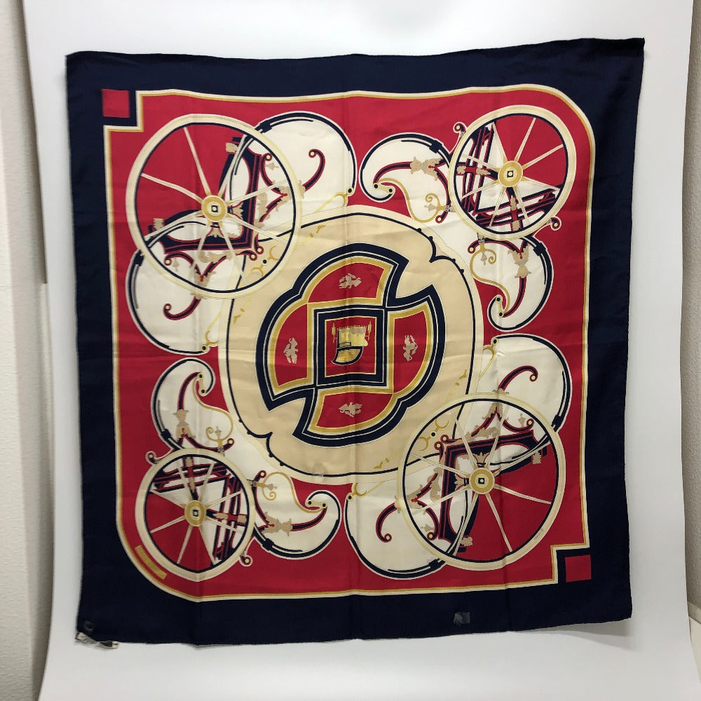 HERMES scarf silk Navy Carre90 George Washington's Carriage
