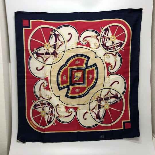HERMES scarf silk Navy Carre90 George Washington's Carriage