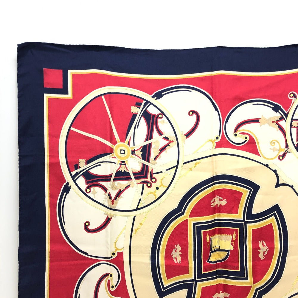 HERMES scarf silk Navy Carre90 George Washington's Carriage