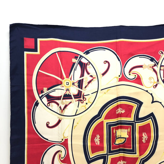 HERMES scarf silk Navy Carre90 George Washington's Carriage