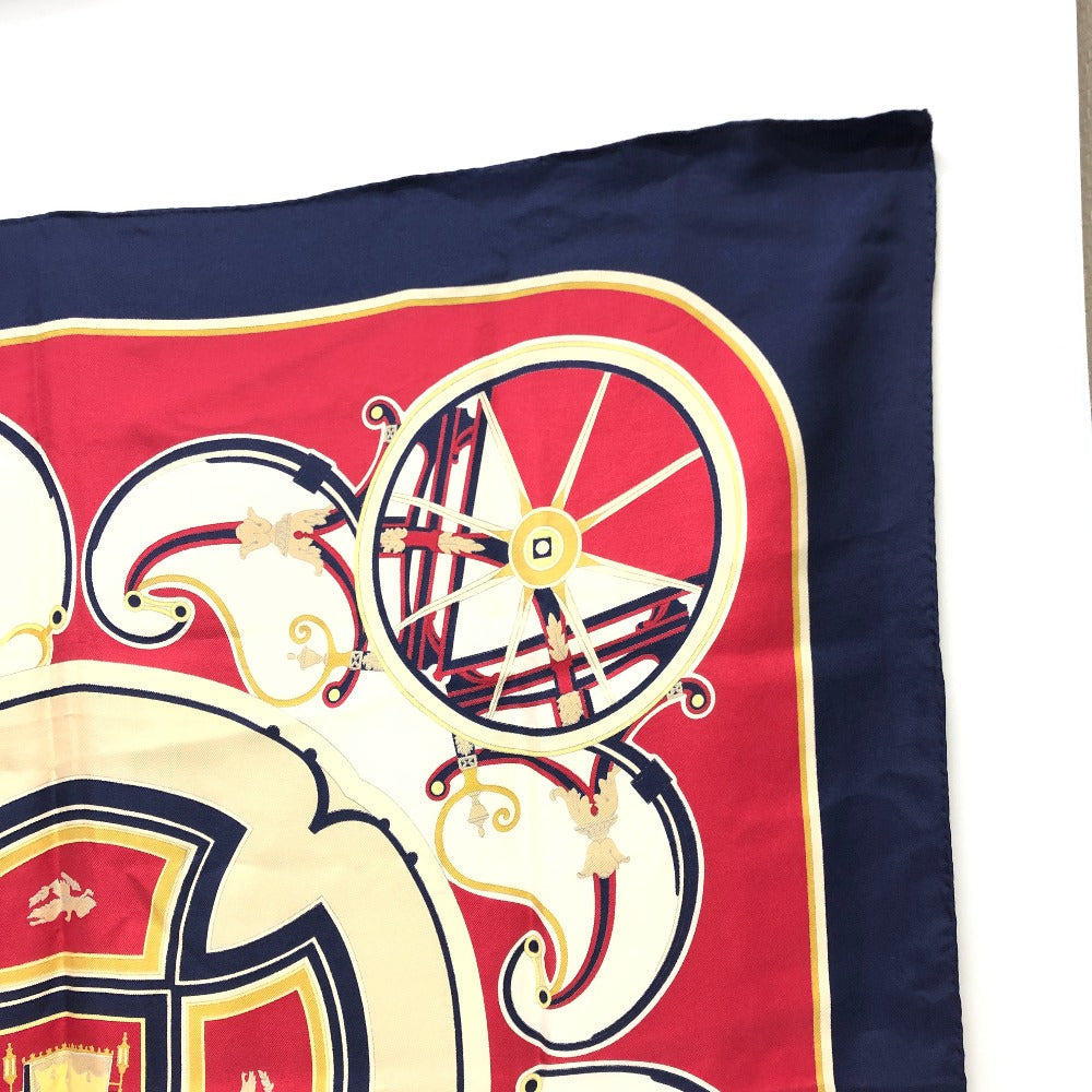 HERMES scarf silk Navy Carre90 George Washington's Carriage
