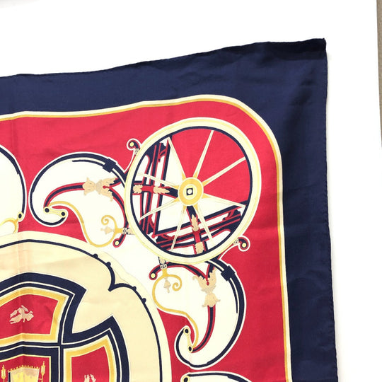 HERMES scarf silk Navy Carre90 George Washington's Carriage