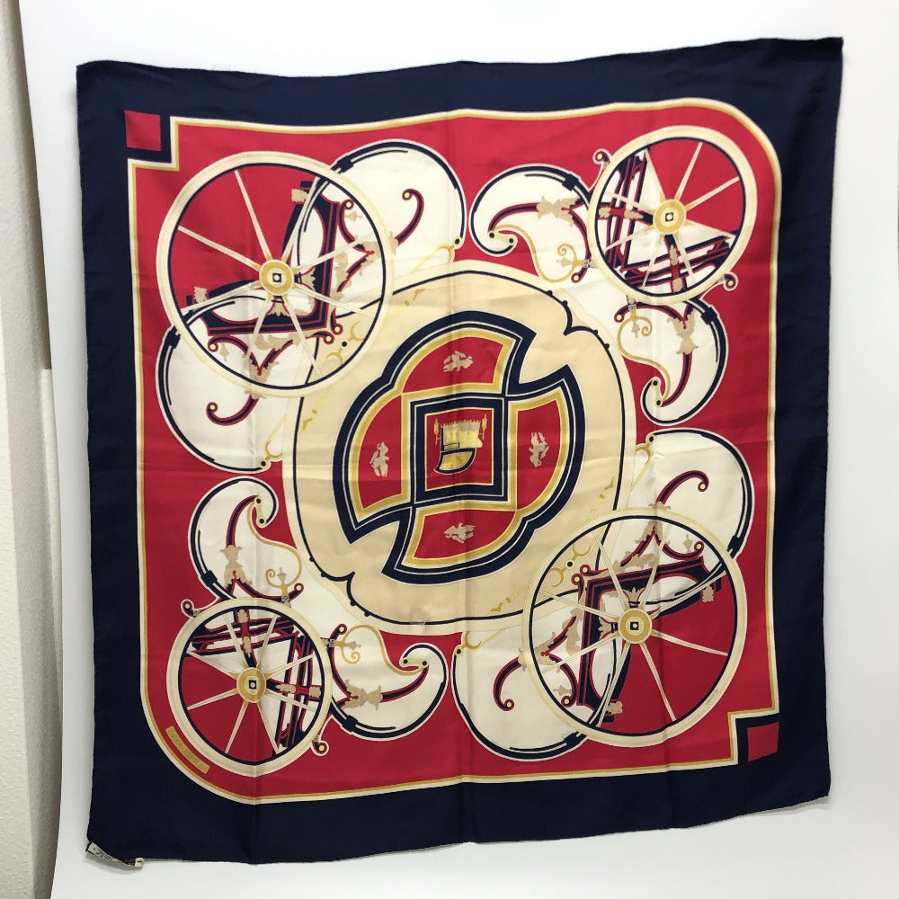 HERMES scarf silk Navy Carre90 George Washington's Carriage