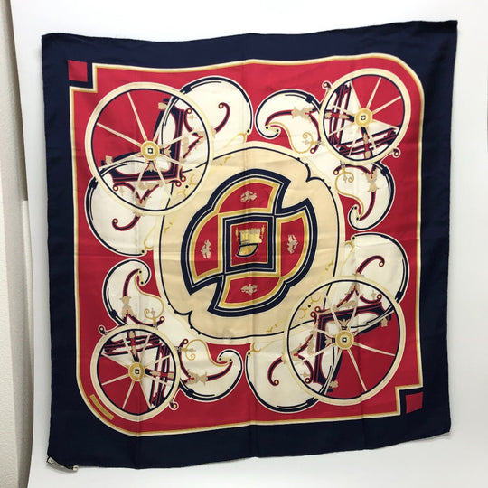 HERMES scarf silk Navy Carre90 George Washington's Carriage