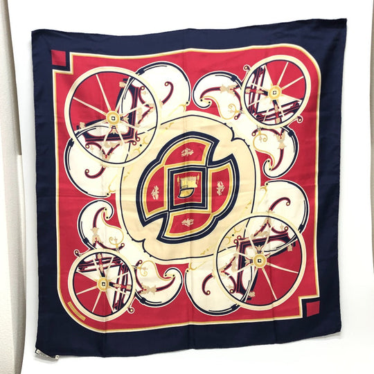 HERMES scarf silk Navy Carre90 George Washington's Carriage