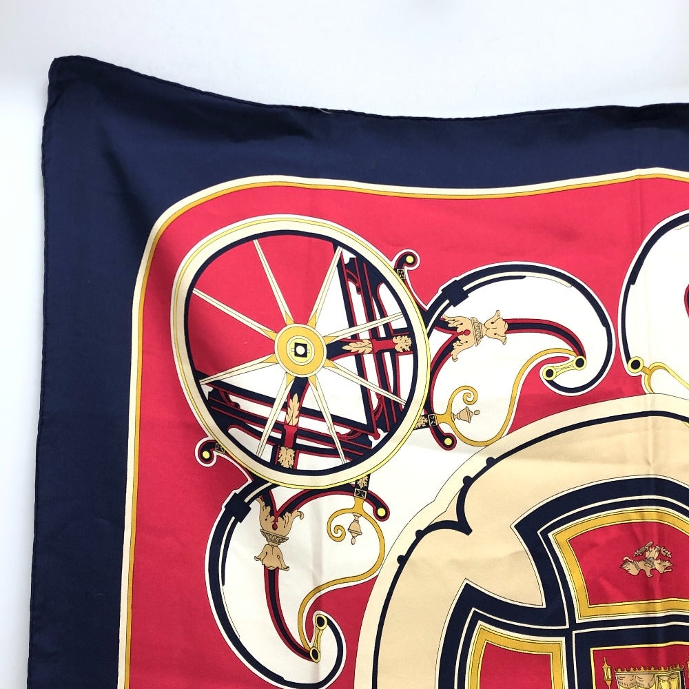 HERMES scarf silk Navy Carre90 George Washington's Carriage