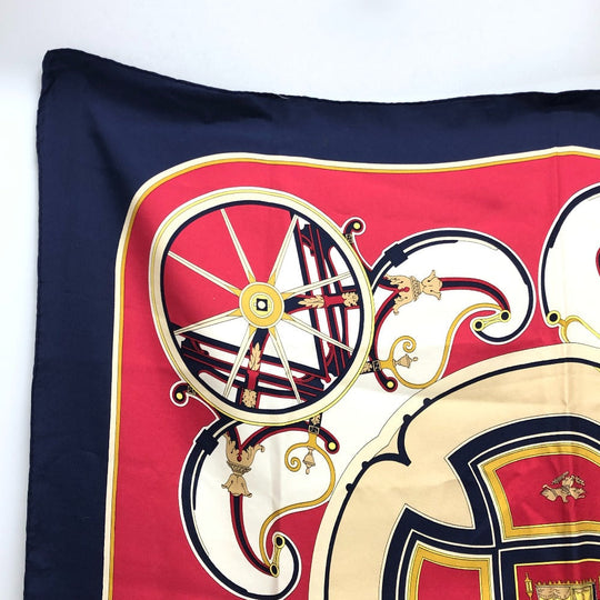 HERMES scarf silk Navy Carre90 George Washington's Carriage