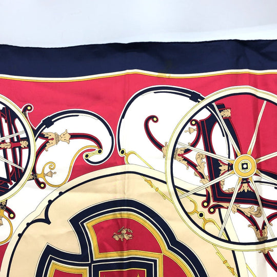 HERMES scarf silk Navy Carre90 George Washington's Carriage