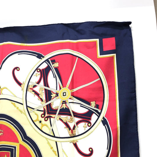 HERMES scarf silk Navy Carre90 George Washington's Carriage
