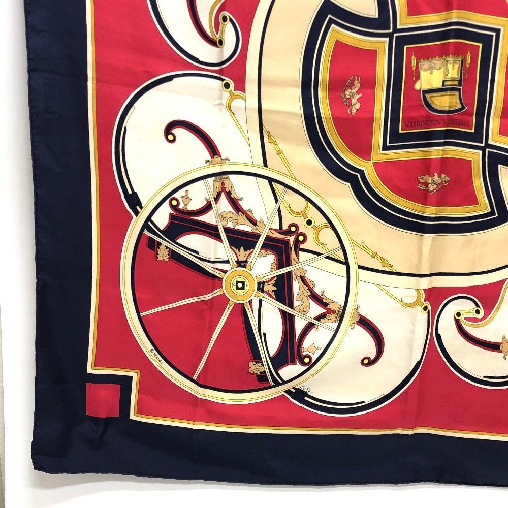 HERMES scarf silk Navy Carre90 George Washington's Carriage