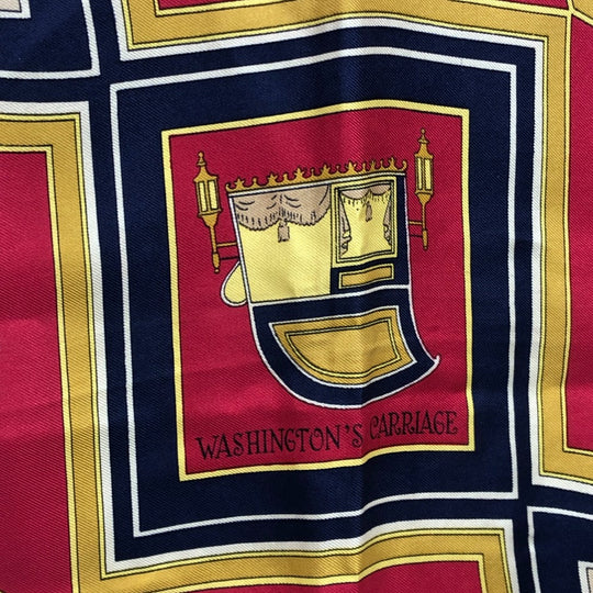 HERMES scarf silk Navy Carre90 George Washington's Carriage