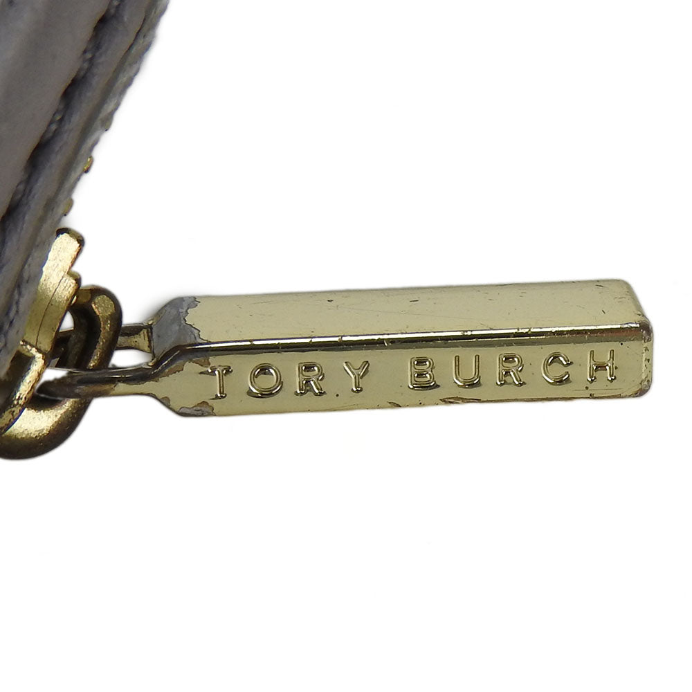 Tory Burch Long Wallet Purse leather Mercury Gray Women Used Authentic