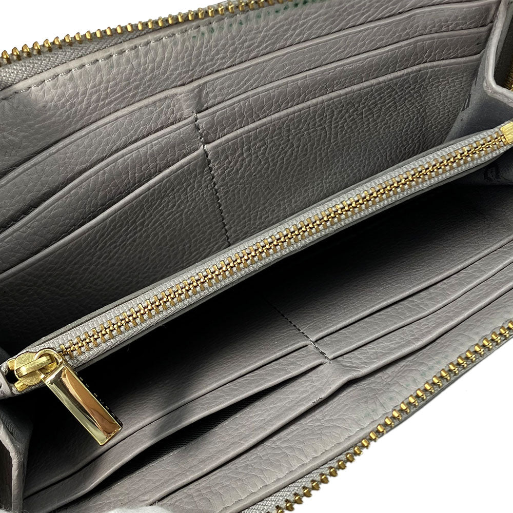 Tory Burch Long Wallet Purse leather Mercury Gray Women Used Authentic