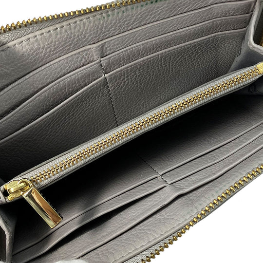 Tory Burch Long Wallet Purse leather Mercury Gray Women Used Authentic