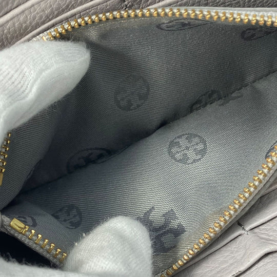 Tory Burch Long Wallet Purse leather Mercury Gray Women Used Authentic