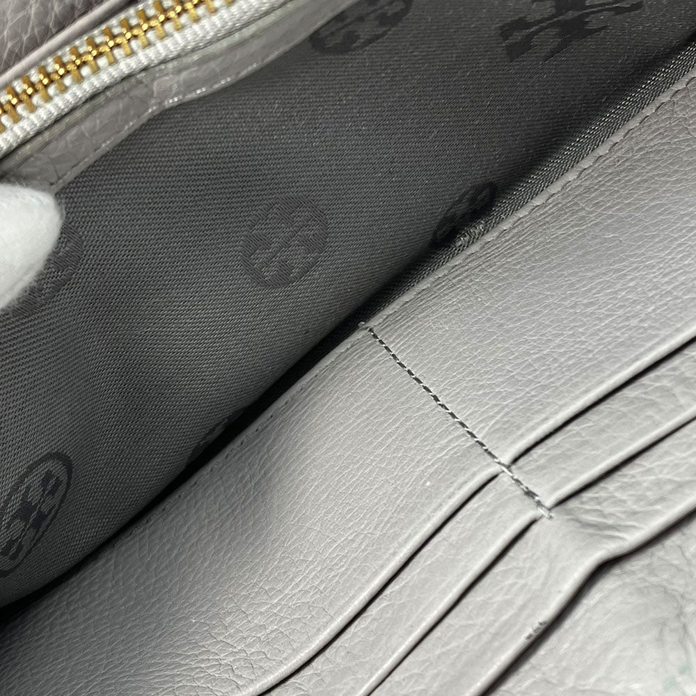 Tory Burch Long Wallet Purse leather Mercury Gray Women Used Authentic