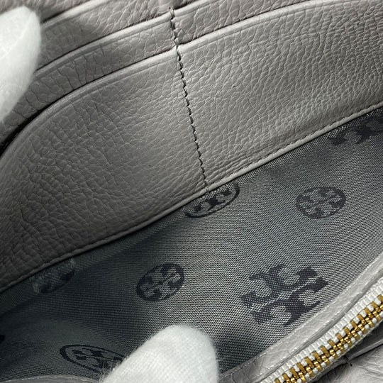 Tory Burch Long Wallet Purse leather Mercury Gray Women Used Authentic