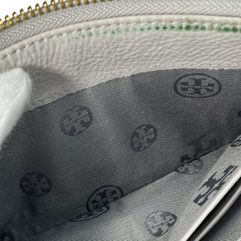 Tory Burch Long Wallet Purse leather Mercury Gray Women Used Authentic