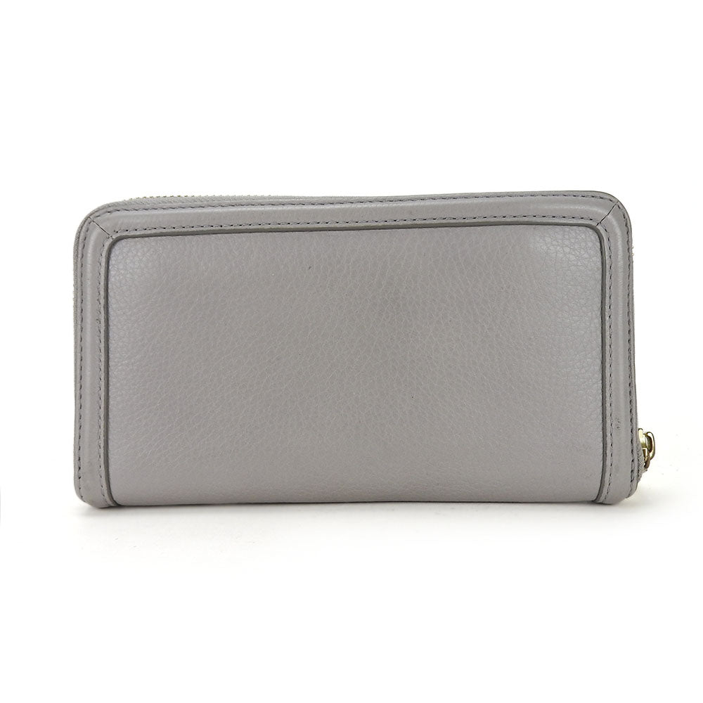 Tory Burch Long Wallet Purse leather Mercury Gray Women Used Authentic