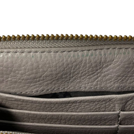 Tory Burch Long Wallet Purse leather Mercury Gray Women Used Authentic