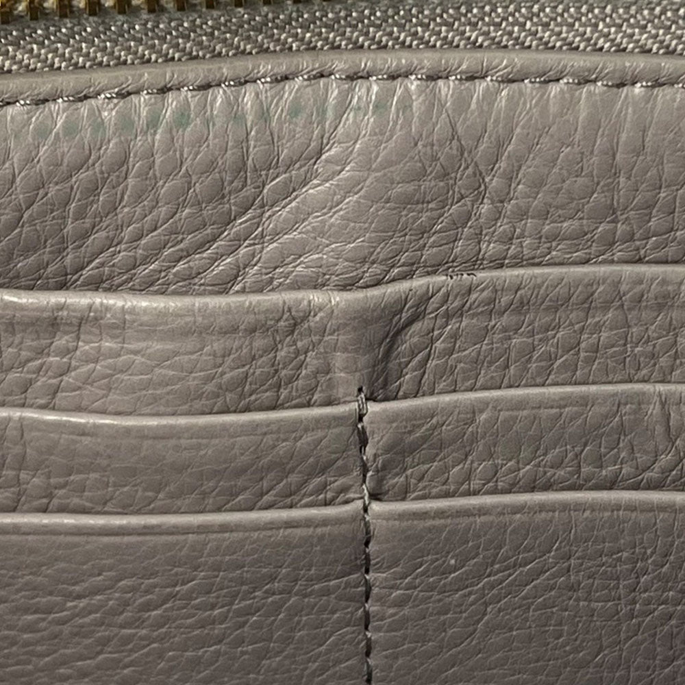 Tory Burch Long Wallet Purse leather Mercury Gray Women Used Authentic