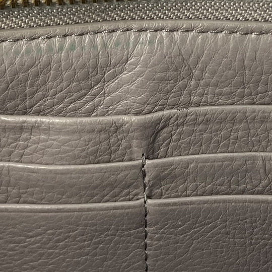 Tory Burch Long Wallet Purse leather Mercury Gray Women Used Authentic