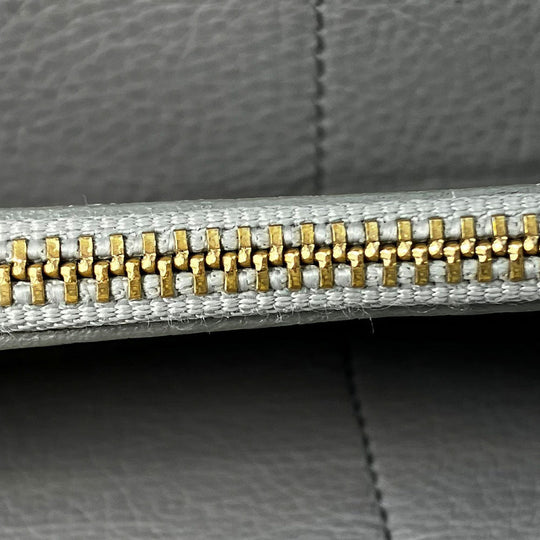 Tory Burch Long Wallet Purse leather Mercury Gray Women Used Authentic