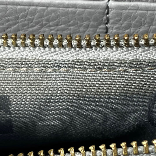 Tory Burch Long Wallet Purse leather Mercury Gray Women Used Authentic