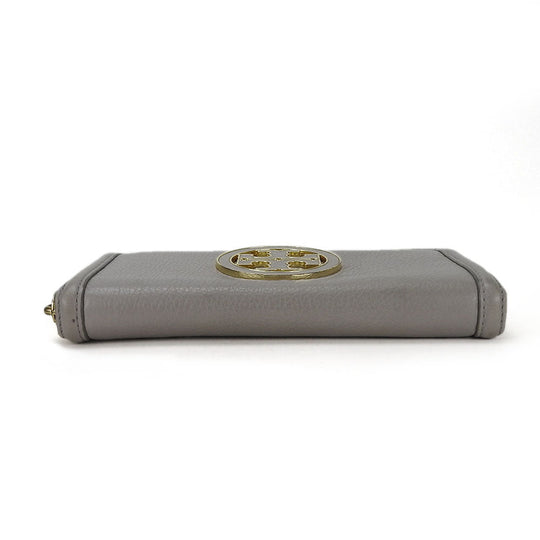 Tory Burch Long Wallet Purse leather Mercury Gray Women Used Authentic