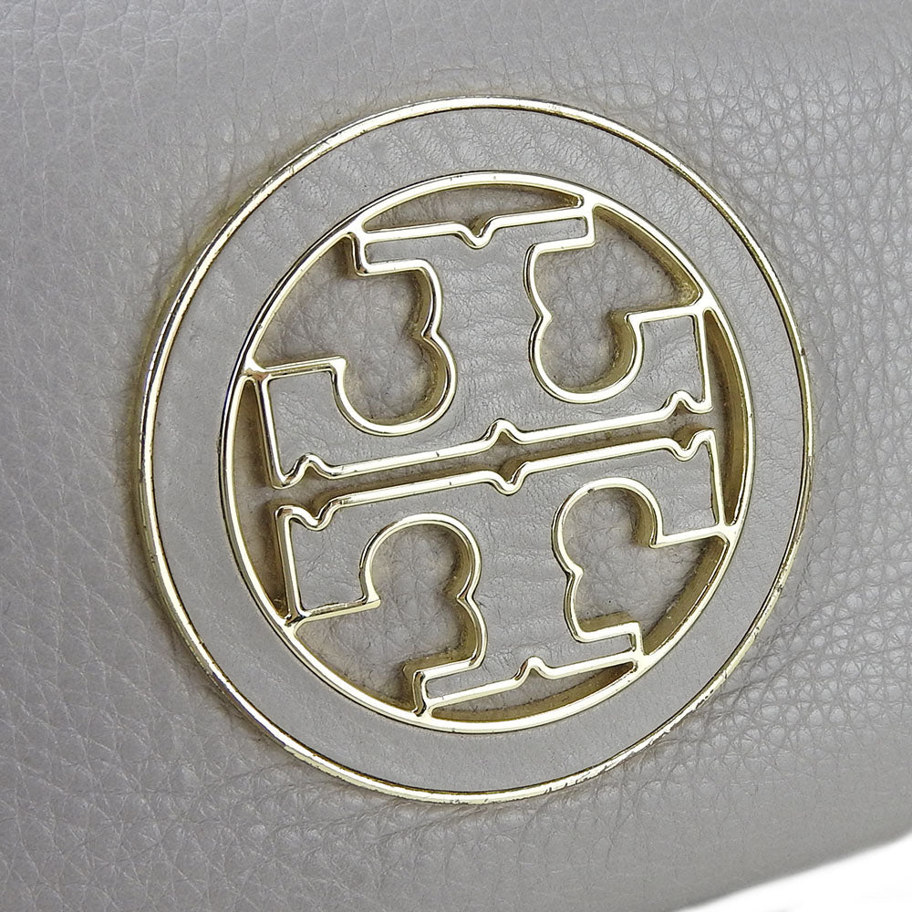 Tory Burch Long Wallet Purse leather Mercury Gray Women Used Authentic