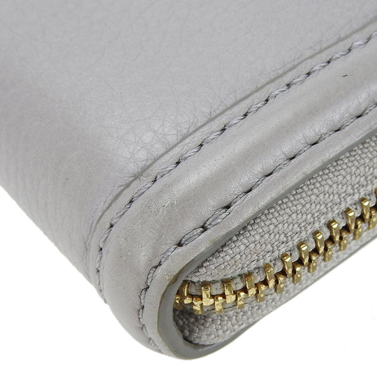 Tory Burch Long Wallet Purse leather Mercury Gray Women Used Authentic