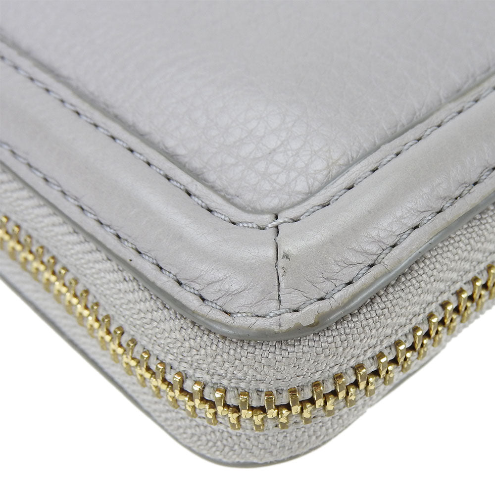Tory Burch Long Wallet Purse leather Mercury Gray Women Used Authentic