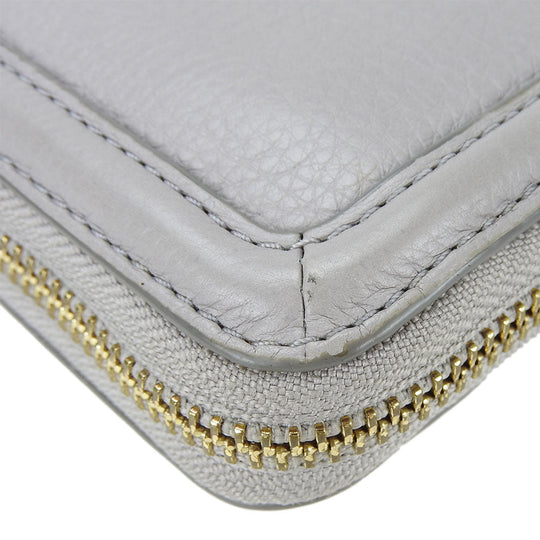 Tory Burch Long Wallet Purse leather Mercury Gray Women Used Authentic