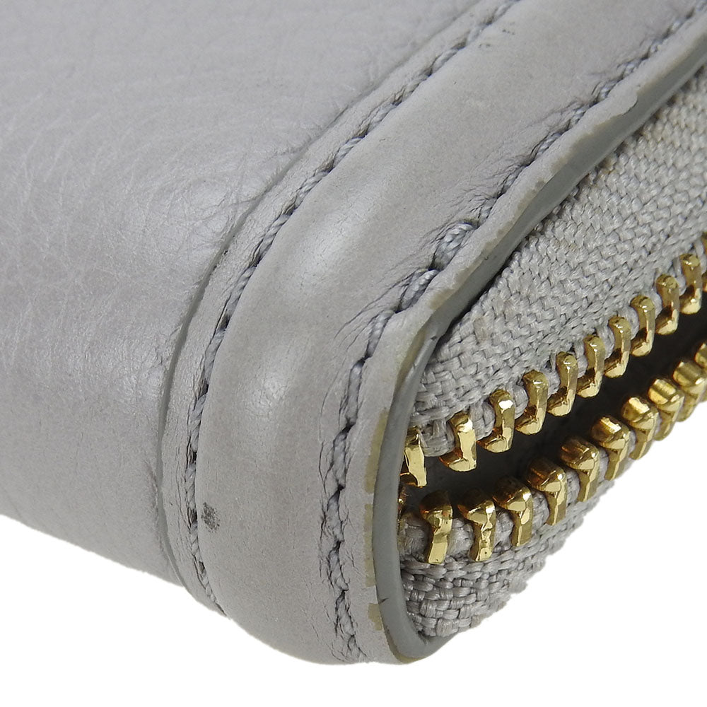 Tory Burch Long Wallet Purse leather Mercury Gray Women Used Authentic