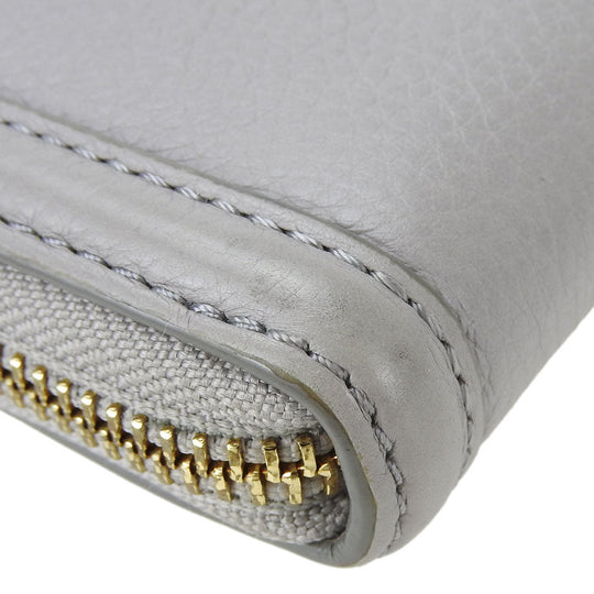 Tory Burch Long Wallet Purse leather Mercury Gray Women Used Authentic