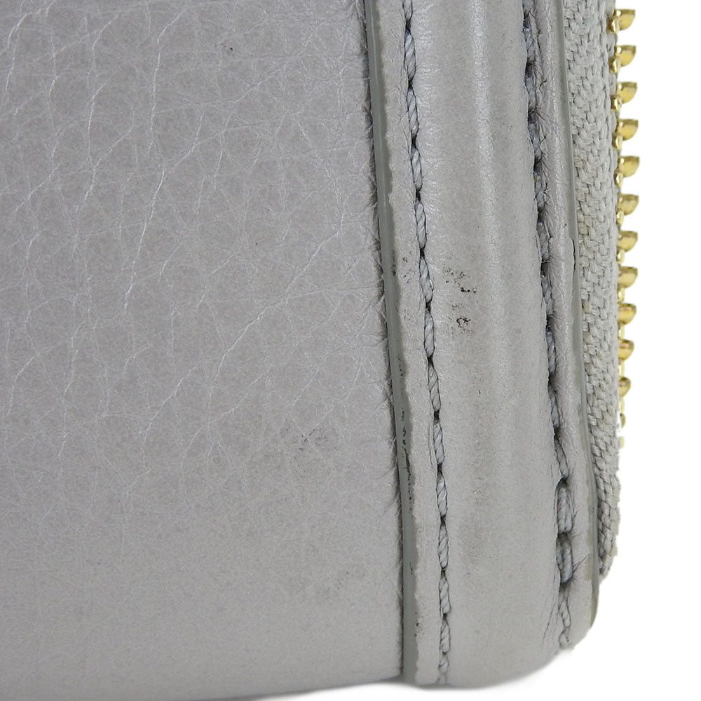 Tory Burch Long Wallet Purse leather Mercury Gray Women Used Authentic