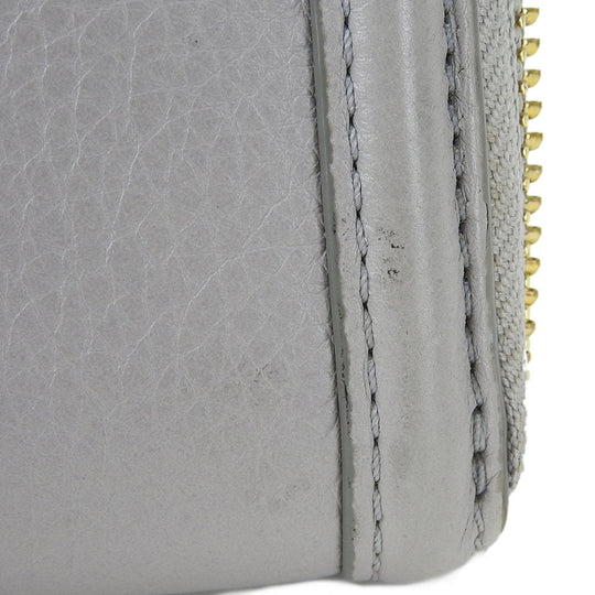 Tory Burch Long Wallet Purse leather Mercury Gray Women Used Authentic