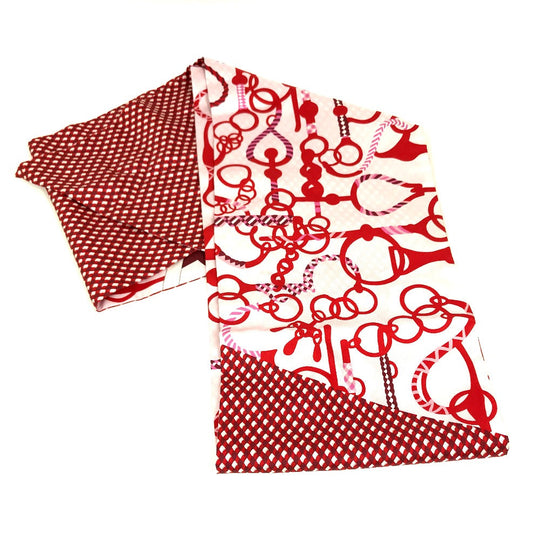 HERMES scarf silk Red bandeau scarf Maxi Twilly Women Used Authentic