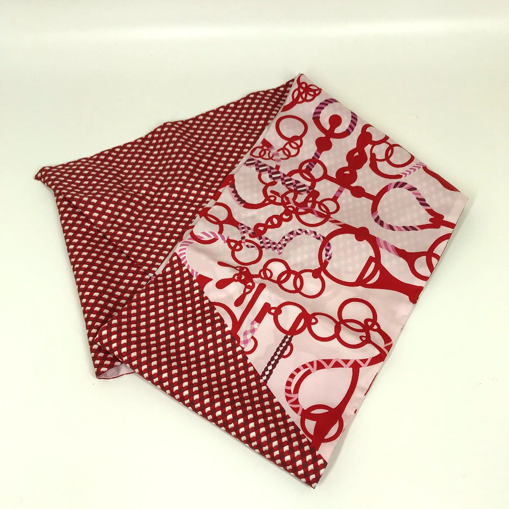 HERMES scarf silk Red bandeau scarf Maxi Twilly Women Used Authentic